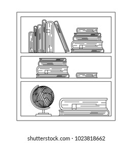 bookcase with world planet icon