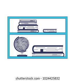 bookcase with world planet icon