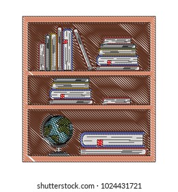 bookcase with world planet icon