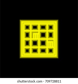 Bookcase yellow glowing neon ui ux icon. Glowing sign logo vector