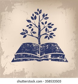 
Book,growth design on old paper background,vector