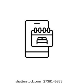 Booking Application Icon Illustrating Hotel Room Reservation On Mobile Device