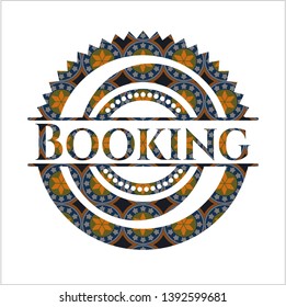 Booking arabesque badge. arabic decoration.