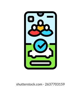 booking confirmation car share service color icon vector. booking confirmation car share service sign. isolated symbol illustration