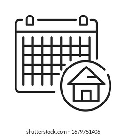 Booking date black line icon. Date of reservation an appartment. ertain days. Pictogram for web page, mobile app, promo. UI UX GUI design element. Editable stroke.