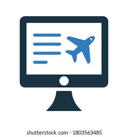 Booking flight, air ticket icon. Simple vector on isolated white background