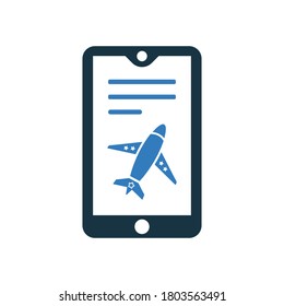 Booking flight, air ticket icon is on isolated white background