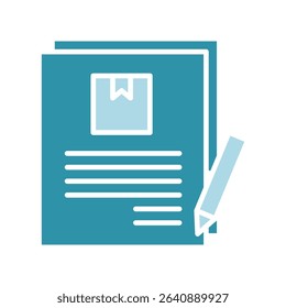 Booking Form dual tone blue color, mini illustration icon. use for modern concept, print, UI, UX kit, web and app development. Vector related to product offering, marketing, business.