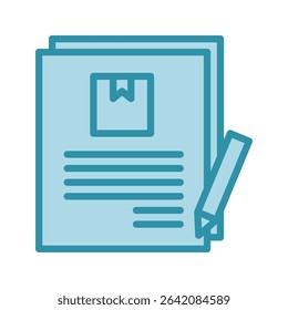 Booking Form dual tone blue color, mini illustration icon. use for modern concept, print, UI, UX kit, web and app development. Vector related to product offering, marketing, business.