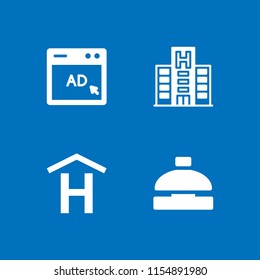 booking icon. 4 booking set with browser and hotel vector icons for web and mobile app