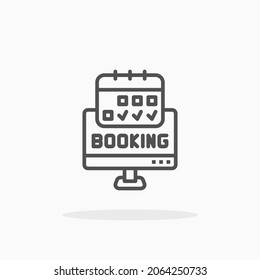 Booking icon. Editable Stroke and pixel perfect. Outline style. Vector illustration. Enjoy this icon for your project.