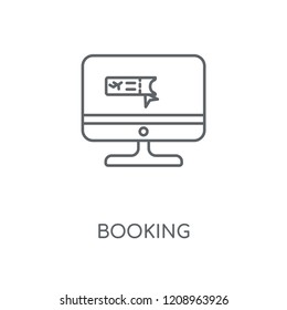 Booking linear icon. Booking concept stroke symbol design. Thin graphic elements vector illustration, outline pattern on a white background, eps 10.