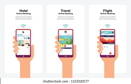 Booking Online Concept - Modern Style. Can Use For Web, Mobile, Landing Page, Infographics, Editorial, Commercial Use And Others. Vector.