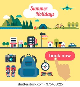  booking online concept for summer vacation 
