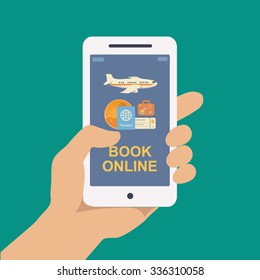 Booking Online Flights  Travel Or Ticket Vector Illustration.