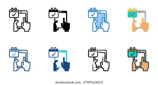 Colección de Vector de estilo múltiple del conjunto de iconos de Booking Online. Trazo editable 
