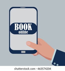 Booking online for ticket airplane, car rental, hotel, travel vector illustration.