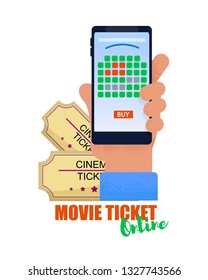 Booking seats in Cinema Smartphone Ordering Movie Tickets for Premiere in Mobile Device. Booking Tickets and Booking Places for Night Show. Movie Ticket Online. Watch latest Movie Trailers.