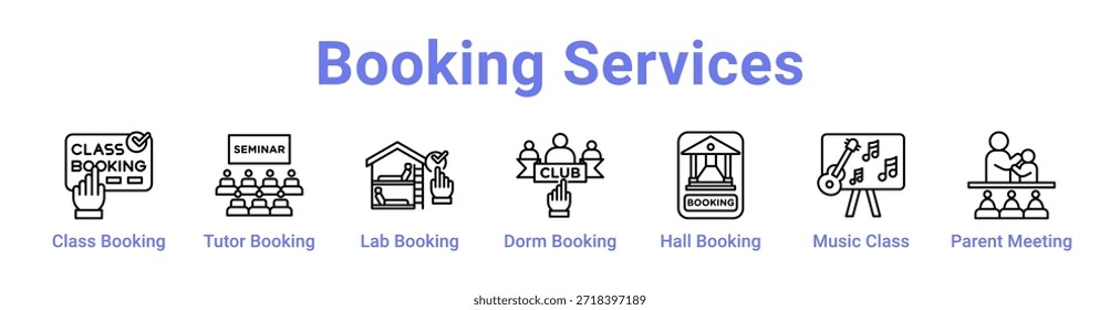 Anuncio y colección del icono de Booking Services
