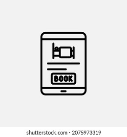 Icono de línea de boleto de reserva, vector, ilustración, plantilla de logotipo. Idóneo para muchos fines.