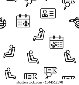 Booking Trip Vector Seamless Pattern Thin Line Illustration