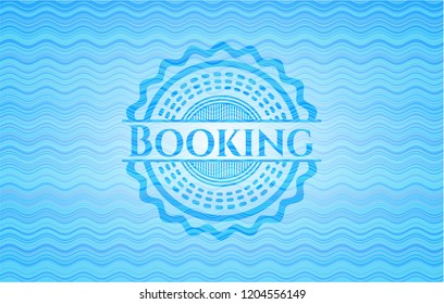 Booking water wave representation emblem.