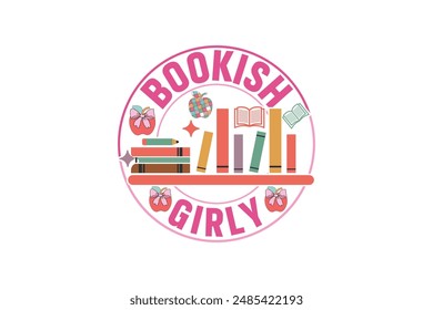 Bookish Girly Coquette Book EPS T-shirt Design, Book Lover vector, Book Lover sticker, book silhouette clipart