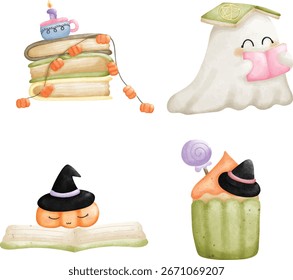 Buchhaltiges Halloween Illustration Vektorset