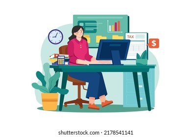 Bookkeeper Illustration concept on white background