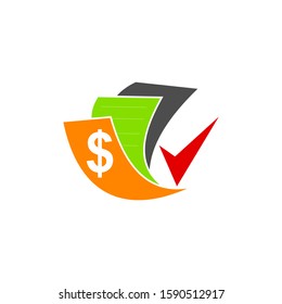 Bookkeeping Accounting Money Check logo design vector Isolated