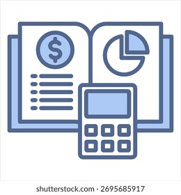 Ilustración vectorial de ícono azul de contabilidad
