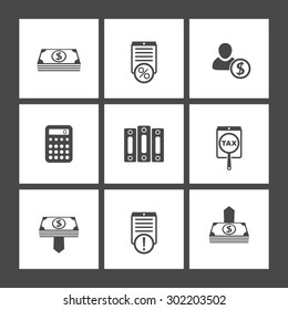 Bookkeeping, finance, flat square icons, vector illustration, eps10, easy to edit