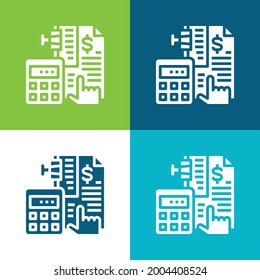 Bookkeeping Flat four color minimal icon set