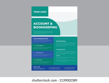 Bookkeeping Flyer Template, Accounting And Bookkeeping Flyer Design, Investment Flyer Template, Finance Banking Poster Leaflet Template