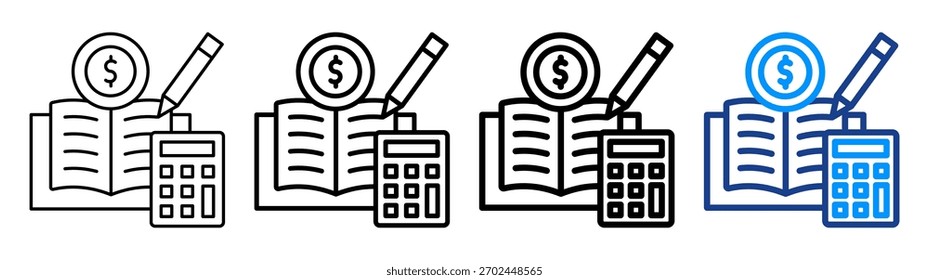 Bookkeeping Icon Different Outline Collection Set