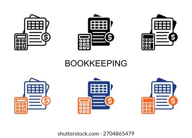 Ícone de Escrituração Contábil - Ilustração de Vetor com Vários Estilos