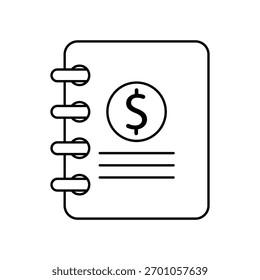 Zeichnungsschritte für die Konturlinie des Buchhaltungs-Symbols, die bearbeitet werden können.