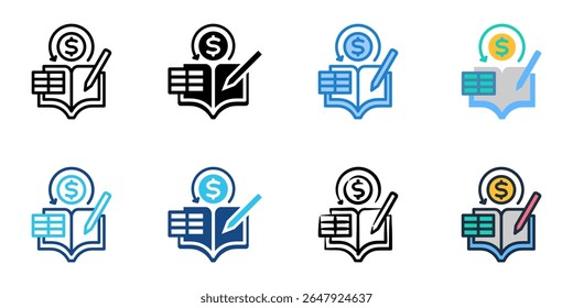 Bookkeeping icon set multiple style collection 
