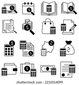 
Bookkeeping Icon Vector Set. Budget Illustration Sign Collection. Accounting Symbol Or Logo.