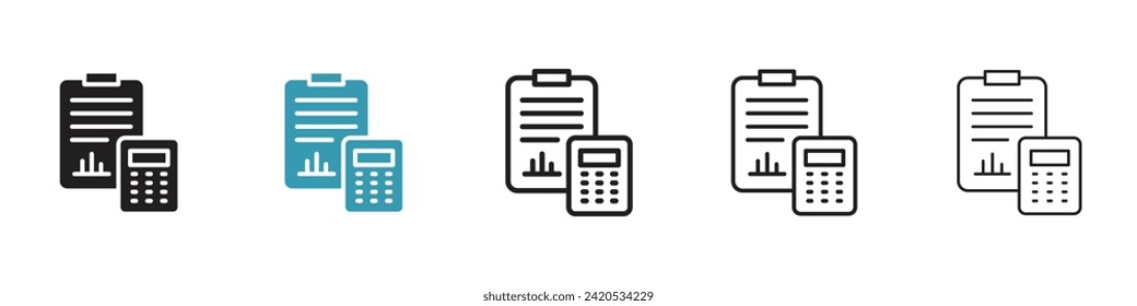 Bookkeeping Vector Icon Set. Approximation Financial Computation vector symbol for UI design.