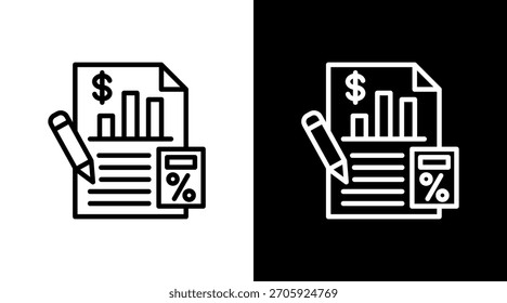 Diseño de conjunto de iconos blancos de contabilidad