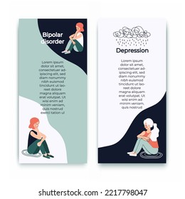 Folleto sobre el desorden bipolar y la depresión. Plantilla. Salud mental. Psicología.
