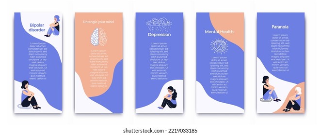 Booklet about bipolar disorder, depression, paranoia, and dissociation. Mental health. Template. Untangle your mind. Psychology.