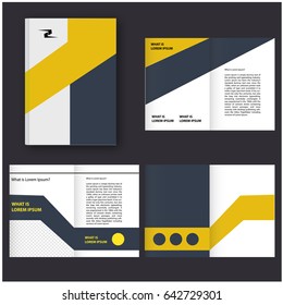 Booklet. Abstract binder layout. White a4 brochure cover design. Fancy info text frame. Creative ad flyer font. Title sheet model set. Modern vector front page. 