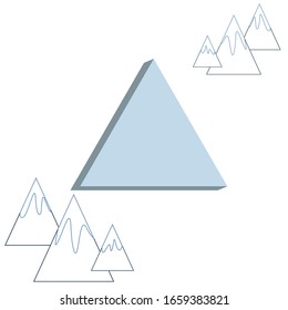 Booklet abstraction of mountains for a ski resort, ski slope, hotel, hostel, holiday homes. Vector illustration of a 2D triangle, linear mountains. It can be used for advertising leaflets, invitations