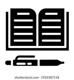 Folleto con ballpoint, icono de escritura de libros