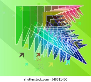 booklet beside contrasting arrows vector background, various technology with request