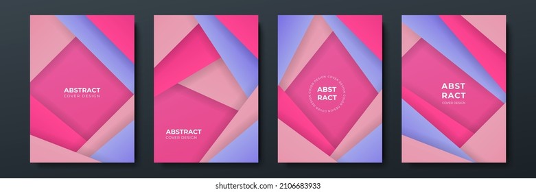 Booklet brochure colorful abstract cover template bundle set with black background. Modern abstract covers set, minimal covers design. Colorful geometric background, vector illustration