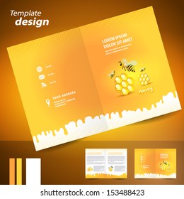 Booklet Catalog Brochure Folder Honey Mead Bee Honeycomb Element Yellow Color Background