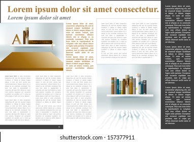 Booklet cover. Magazine layout for infographics. Web template.